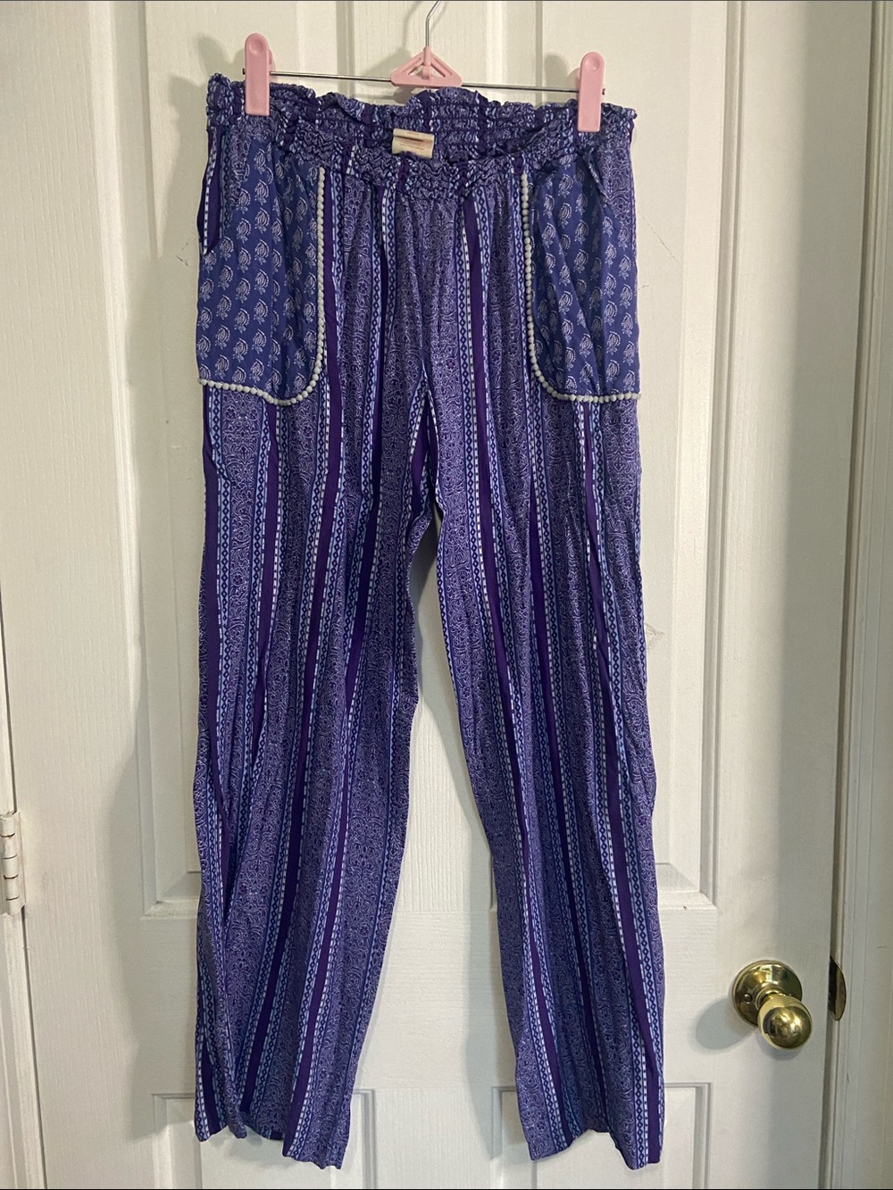 Jasmine & Ginger Purple Paisley Elastic Waist Pants